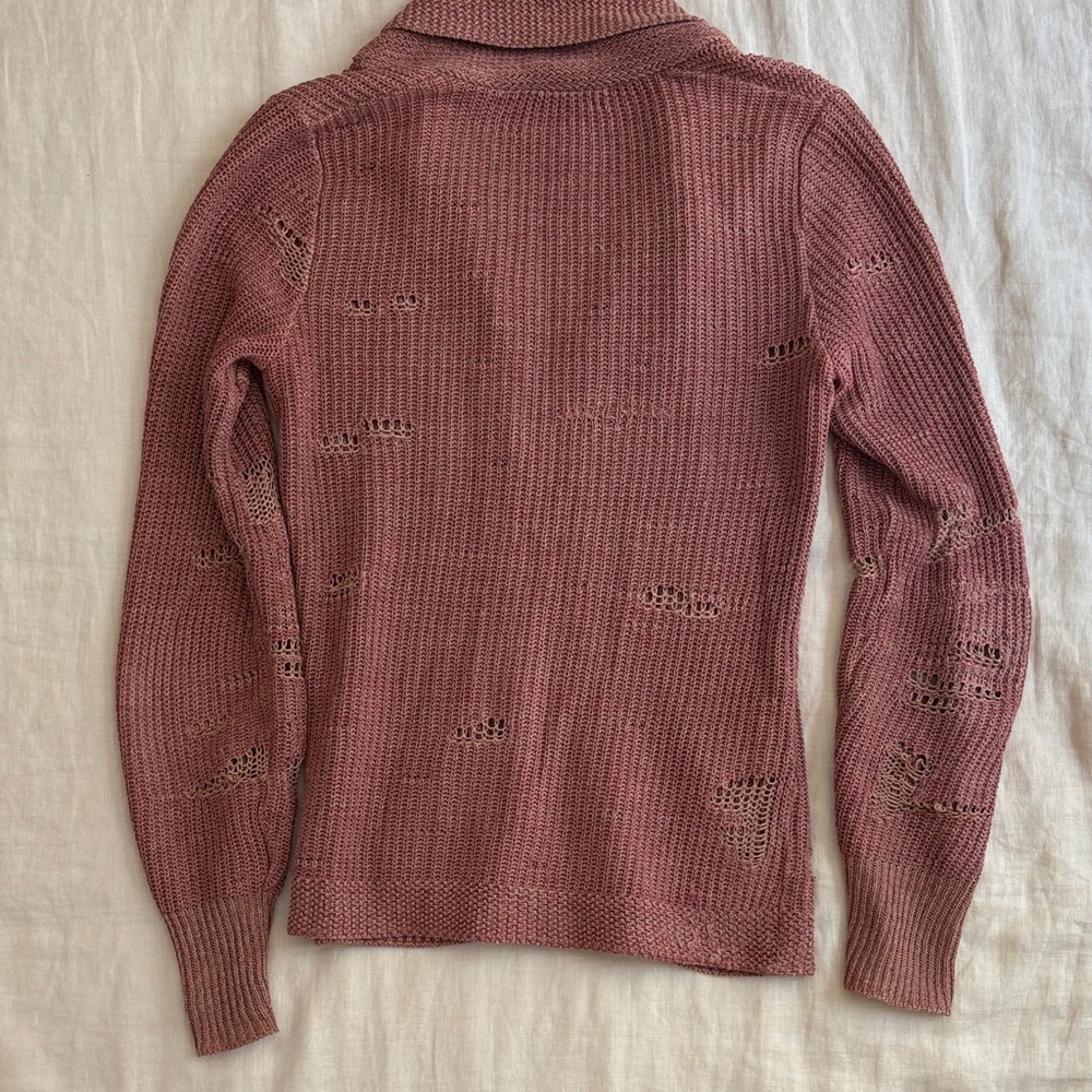 Ralph Lauren Dusty Rose Shawl-Collar Toggle Cardigan - Picture 2 of 8